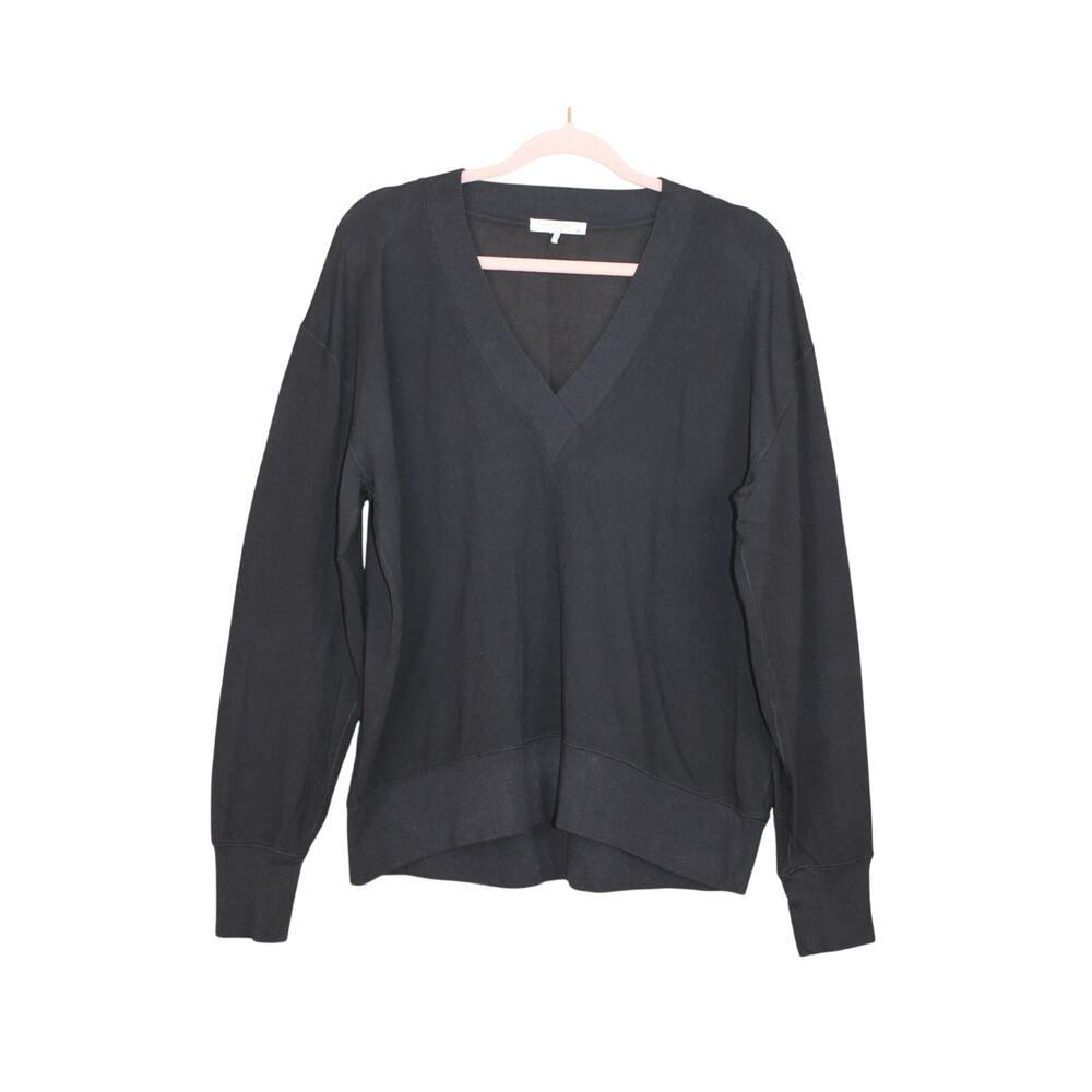 Rag & Bone Black Lightweight Cotton Long Sleeve V-neck Sweater Preppy Top Size M